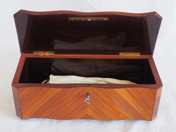 Rosewood and amaranth marquetry glove box, 19th century