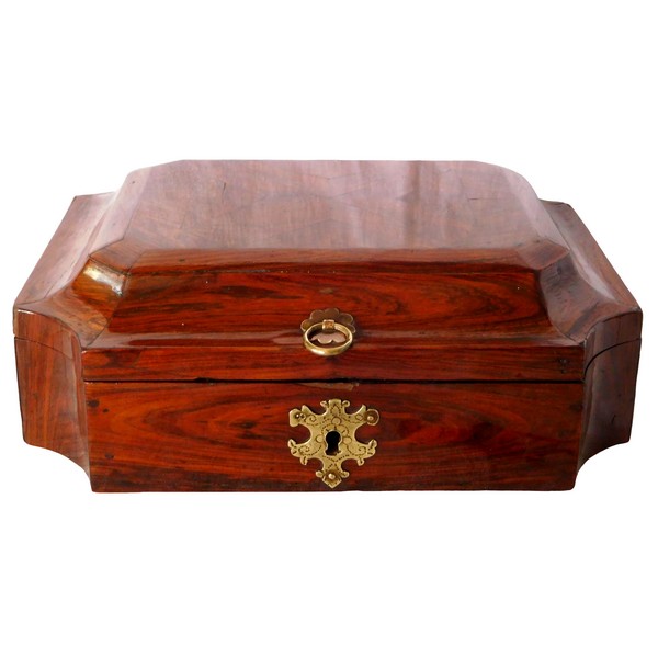 Louis XV violet wood marquetry wig box, mid 18th century circa 1740