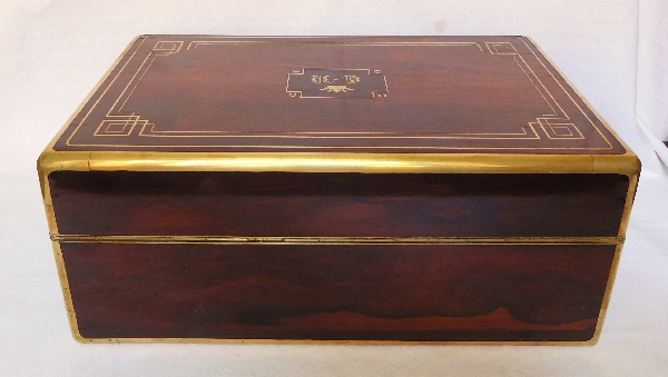 Amarante jewelry cassette box, Marquis crown, signed of Aucoc - France circa 1840