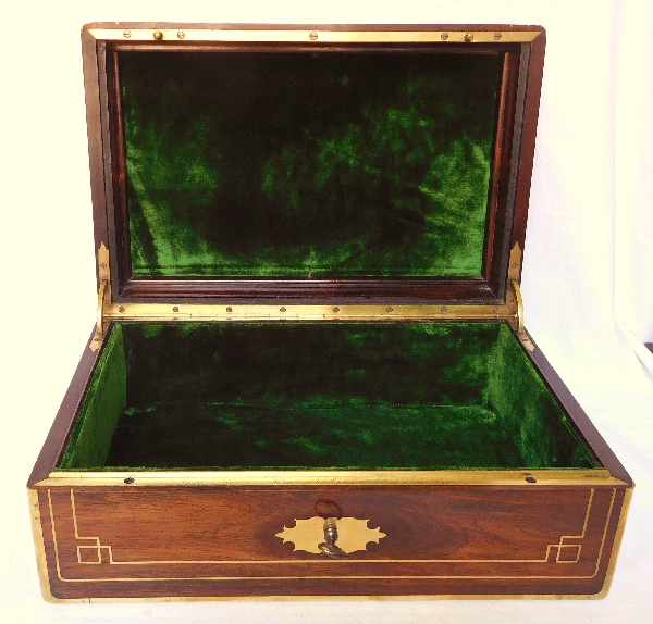 Amarante jewelry cassette box, Marquis crown, signed of Aucoc - France circa 1840