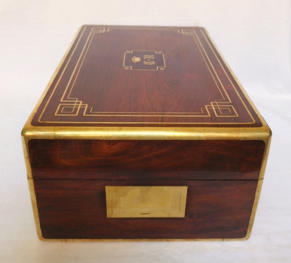 Amarante jewelry cassette box, Marquis crown, signed of Aucoc - France circa 1840