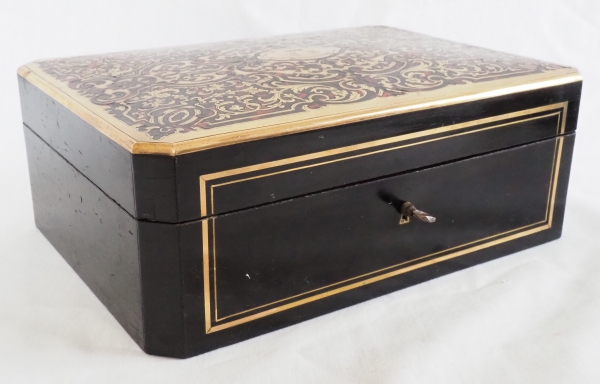 Boulle marquetry jewelry box (tortoiseshell), Crown of Baron, 19th century