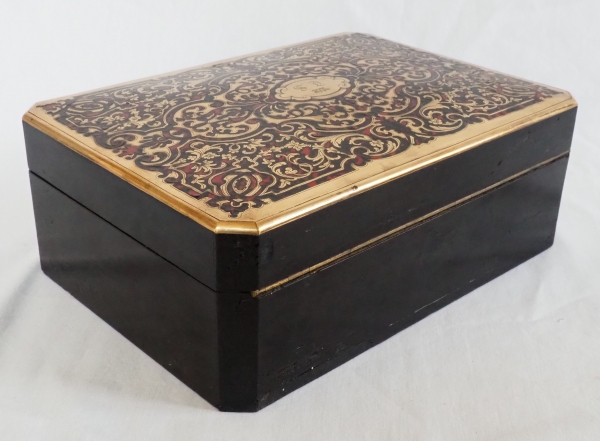 Boulle marquetry jewelry box (tortoiseshell), Crown of Baron, 19th century