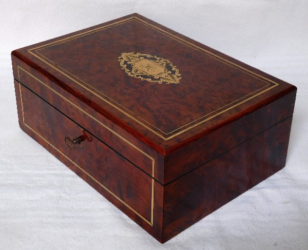 Burr wood jewelry casket or box, Napoleon III period circa 1860