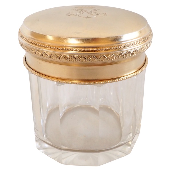 Boîte à boutons de manchettes en cristal et vermeil, couronne de Comte - poinçon Minerve