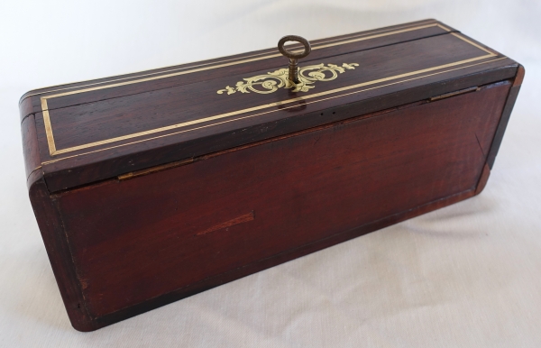 19th century amaranth marquetry & brass gloves box, Napoleon III period