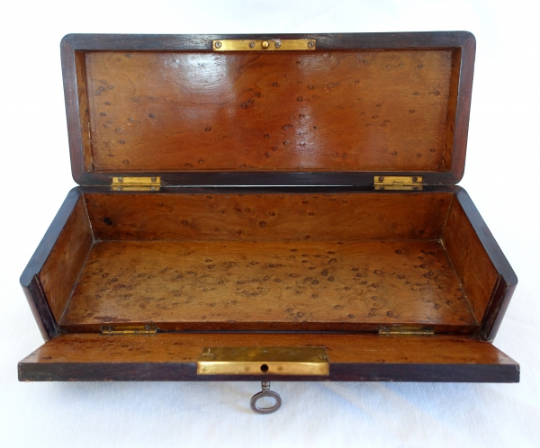 19th century amaranth marquetry & brass gloves box, Napoleon III period