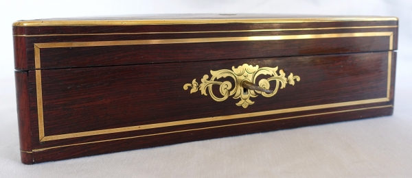 19th century amaranth marquetry & brass gloves box, Napoleon III period