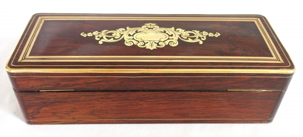 Boîte à gants en marqueterie d'amarante et de laiton, époque Napoléon III