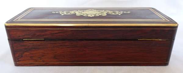 19th century amaranth marquetry & brass gloves box, Napoleon III period