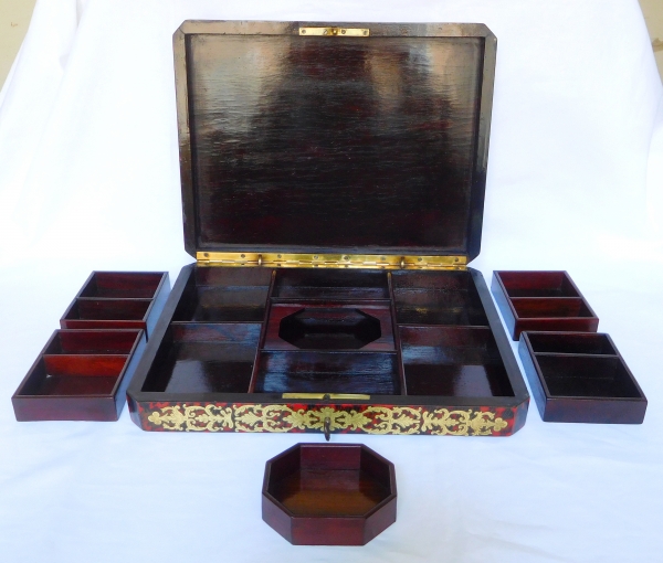 Boulle marquetry (tortoiseshell and brass) gambling box, Louis XIV style, Napoleon III production