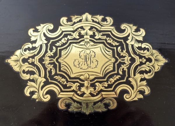 Coffret / boîte à jeux en bois ébène et marqueterie Boulle - époque Napoléon III