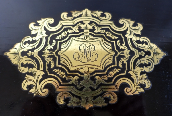 Coffret / boîte à jeux en bois ébène et marqueterie Boulle - époque Napoléon III