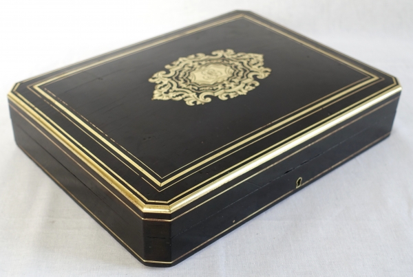 Coffret / boîte à jeux en bois ébène et marqueterie Boulle - époque Napoléon III