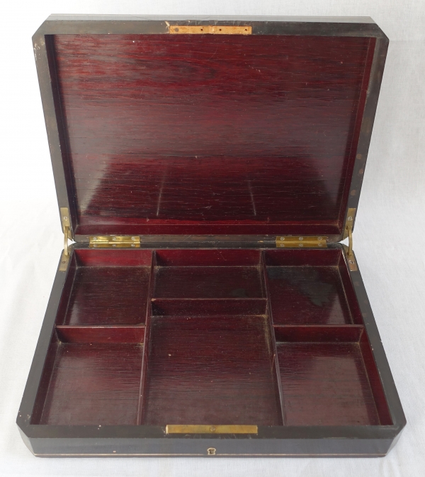 Coffret / boîte à jeux en bois ébène et marqueterie Boulle - époque Napoléon III