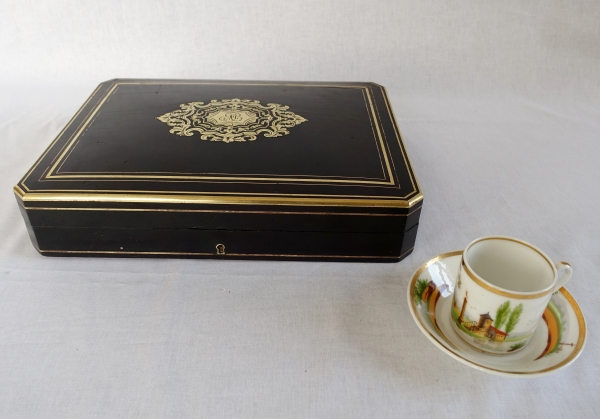 Coffret / boîte à jeux en bois ébène et marqueterie Boulle - époque Napoléon III