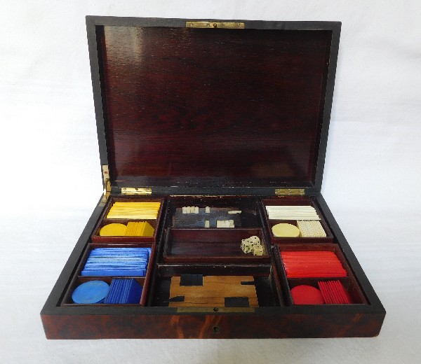 French gambling marquetry box, Napoleon III period (19th century)