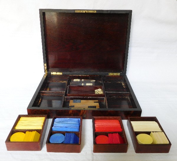 French gambling marquetry box, Napoleon III period (19th century)