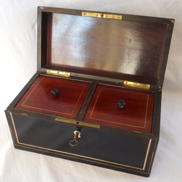 Napoleon III blackened wood and brass tea box - 19th century circa 1850