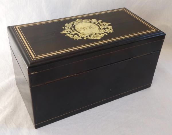 Napoleon III blackened wood and brass tea box - 19th century circa 1850
