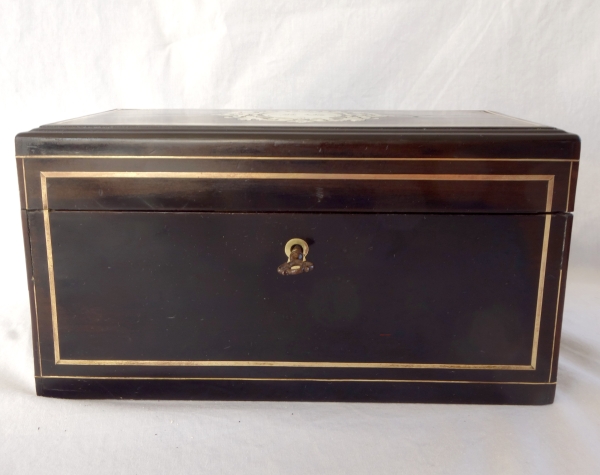 Napoleon III blackened wood and brass tea box - 19th century circa 1850