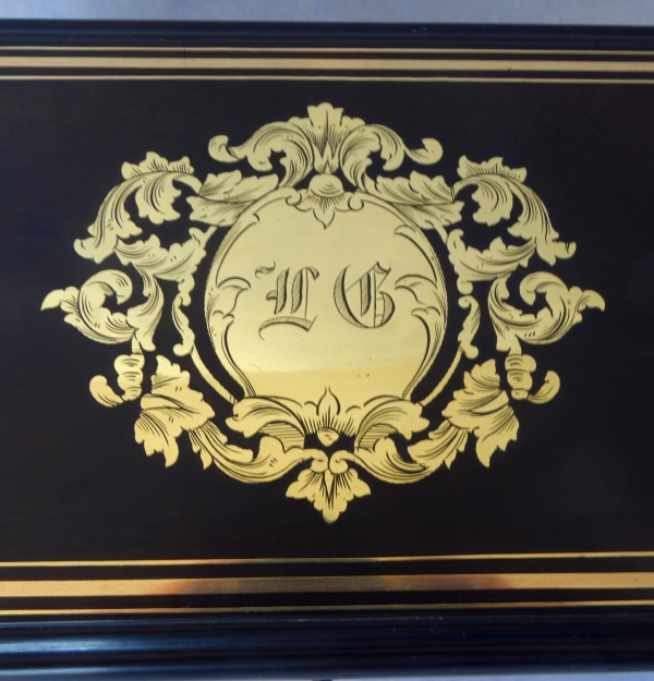 Napoleon III blackened wood and brass tea box - 19th century circa 1850