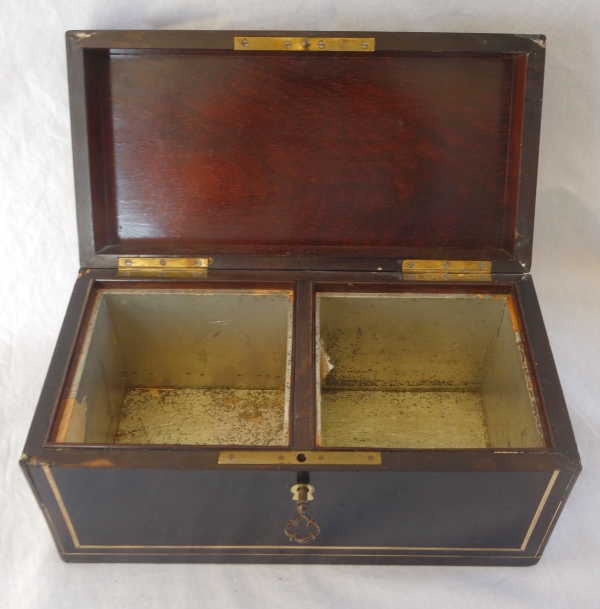 Napoleon III blackened wood and brass tea box - 19th century circa 1850