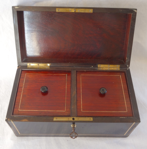 Napoleon III blackened wood and brass tea box - 19th century circa 1850