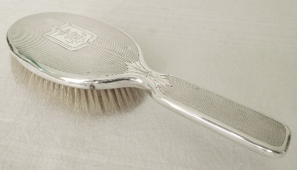 Sterling silver hairbrush, Marquis crown, Doutre-Roussel