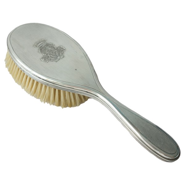 Sterling silver hairbrush, Count crown, LB monogram