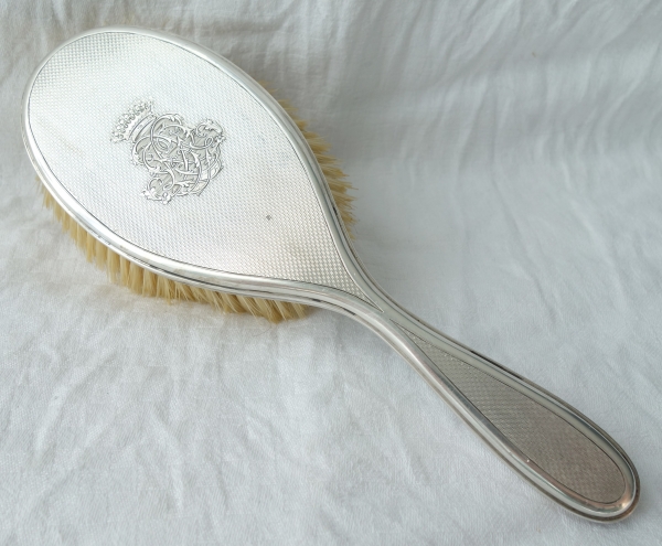 Sterling silver hairbrush, Count crown, LB monogram