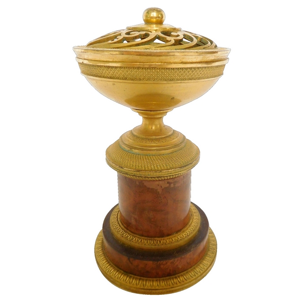 Empire mahogany and ormolu perfume vaporizer cassolette