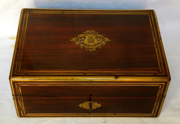 Large jewelery box, coat of arms and crown of count, 19th century