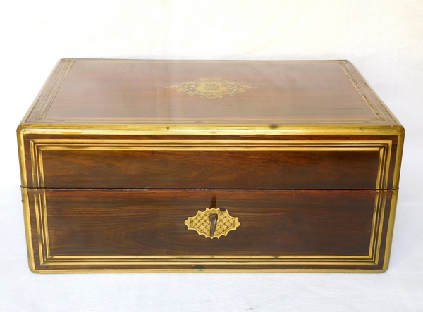 Large jewelery box, coat of arms and crown of count, 19th century