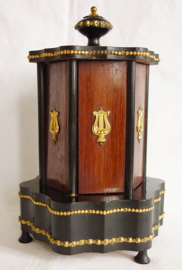 19th century cigar box, rosewood and blackened wood marquetry, Napoleon III period