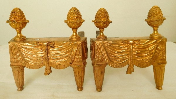 Pair of Louis XVI ormolu andirons, France, late 18th century