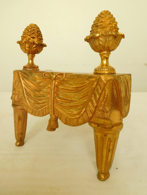 Pair of Louis XVI ormolu andirons, France, late 18th century