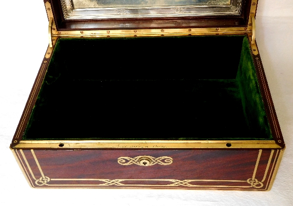 Aucoc : mahogany jewelry box, crown of count inlaid