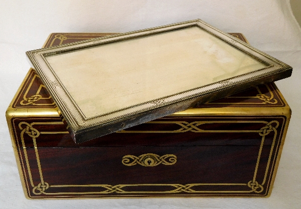 Aucoc : mahogany jewelry box, crown of count inlaid