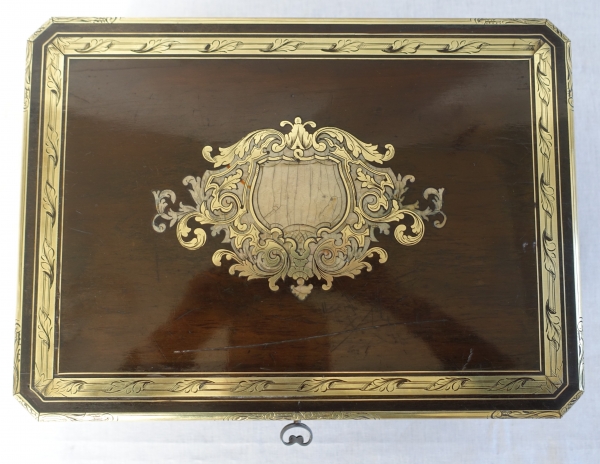 Large amaranth marquetry jewelry box, Napoleon III period circa 1850