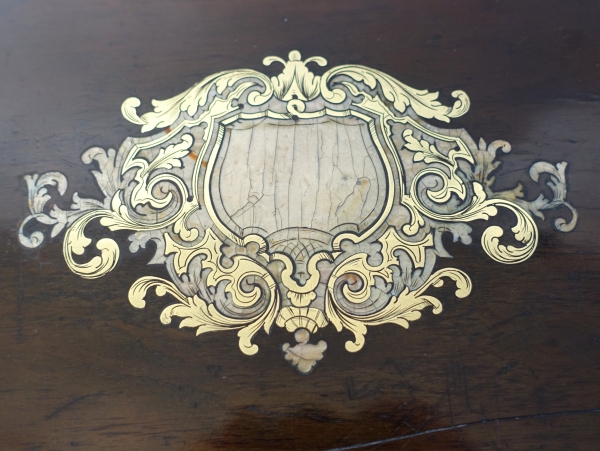 Large amaranth marquetry jewelry box, Napoleon III period circa 1850