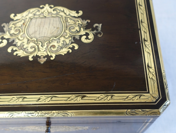 Large amaranth marquetry jewelry box, Napoleon III period circa 1850