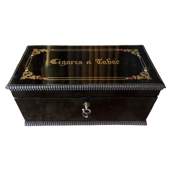 Napoleon III blackened wood and Boulle marquetry cigars box, 19th century