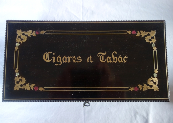Napoleon III blackened wood and Boulle marquetry cigars box, 19th century