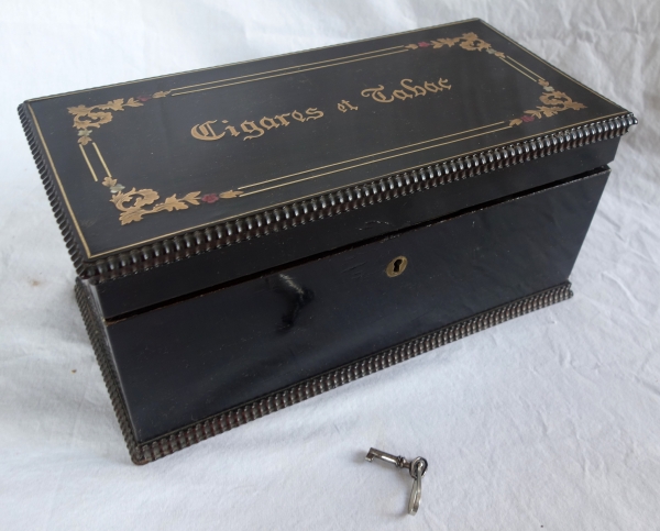 Napoleon III blackened wood and Boulle marquetry cigars box, 19th century
