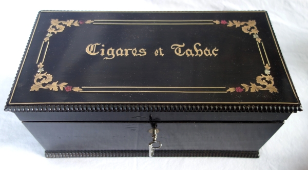 Napoleon III blackened wood and Boulle marquetry cigars box, 19th century