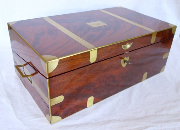 Empire solid mahogany writing case, early 19th century