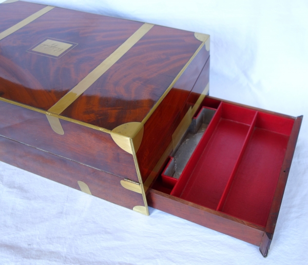 Empire solid mahogany writing case, early 19th century