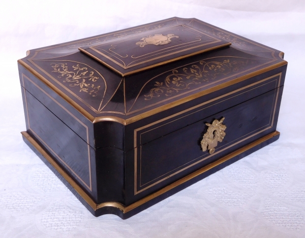 Large Boulle marquetry jewelry box, Napoleon III period, 19th century circa 1860