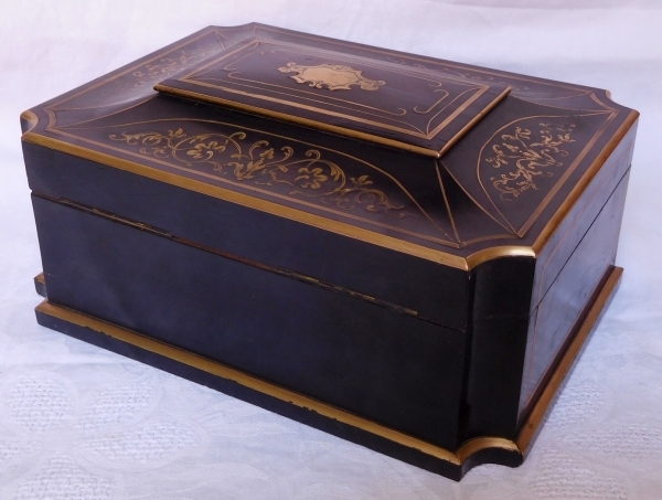 Large Boulle marquetry jewelry box, Napoleon III period, 19th century circa 1860